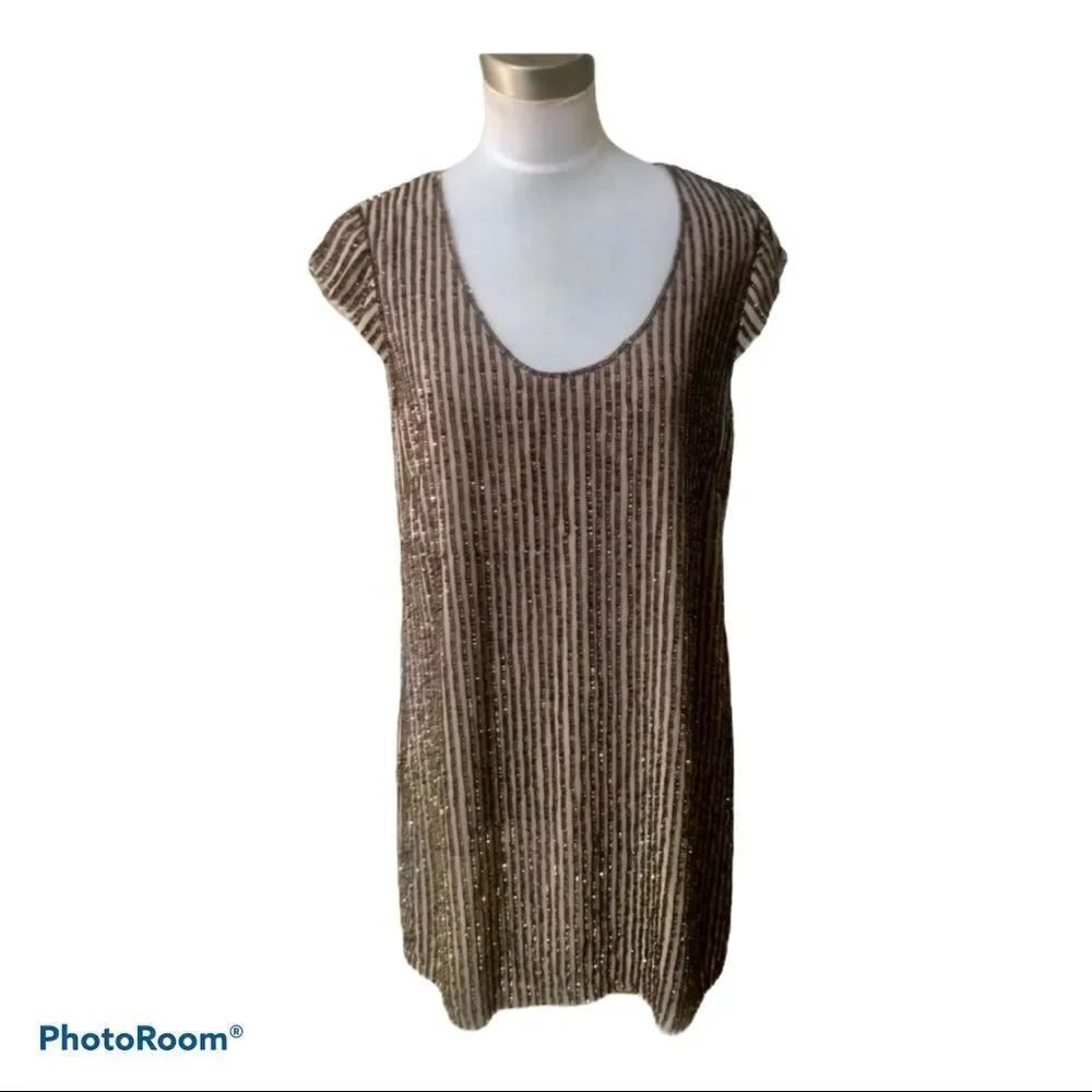 French Connection brown sequins mini dress. Size 8